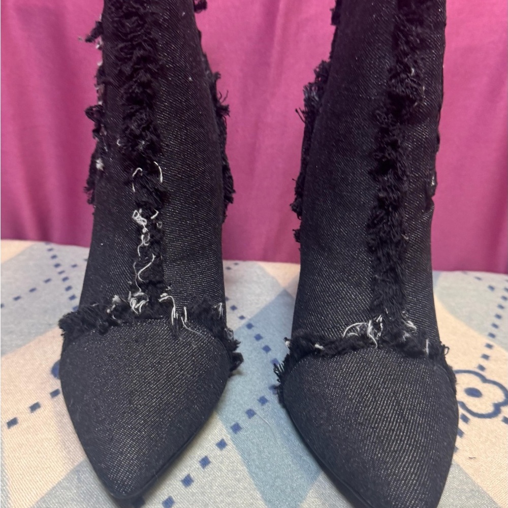 Elegant Black Frayed Women's Heels